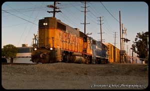 UP 773 leads the LOA20 18 long hood forward across Ball Road while heading for Long Pass