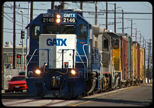 GMTX 2146 leading the Marlboro switcher north on Olive Street at Vermont.