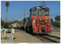 UPY 1144 leads the Marlboro local off Santa Ana Street as they cross over the west bound lands and turn to cross over Interstate 5