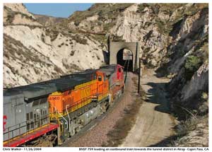 BNSF # 759 heading into the tunnel.