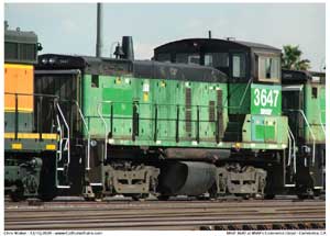 BNSF 3647 was also one of the group of switch engines that were routed to Commerce for use but never put into the engine pool.