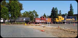BNSF 2593 shoving against the caboose on this Saturday Extra job at Valencia.