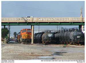 A set of BNSF power sit's tied down under PCH on the south end of the Watson yard.