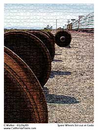 ... A couple sets of wheels were hanging around the tracks at Cadiz, this image got a photoshop patchjob...